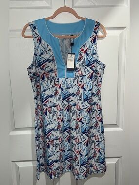 Cabana Life Sailboat Print Sleeveless Tank - Light Blue, Navy, Red